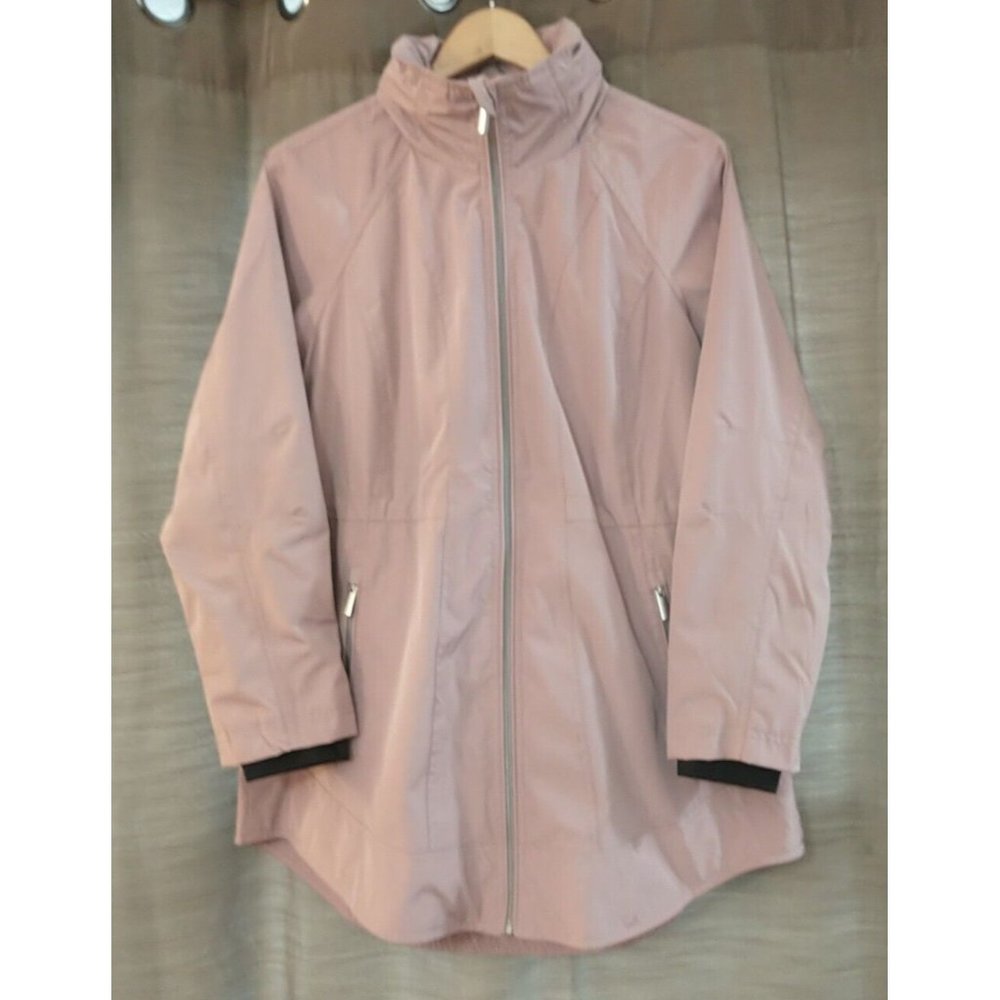 Women's Calvin Klein Long-Line Hooded Blush Pink Vinted Jacket Size Medium